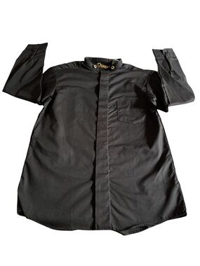 Reniew Kid’s Black Choir/Clerical Shirt with Stand Collar